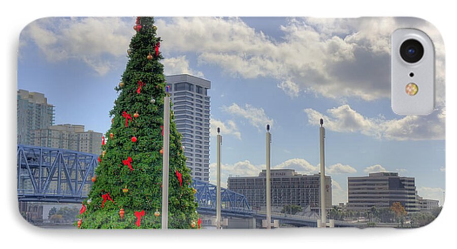 Jacksonville iPhone 7 Case featuring the photograph Outdoor Chtristmas Tree cityscape by Ules Barnwell