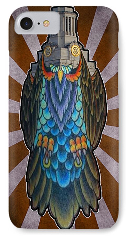 Abstract iPhone 7 Case featuring the digital art Owl of the Tower by Ismael Cavazos