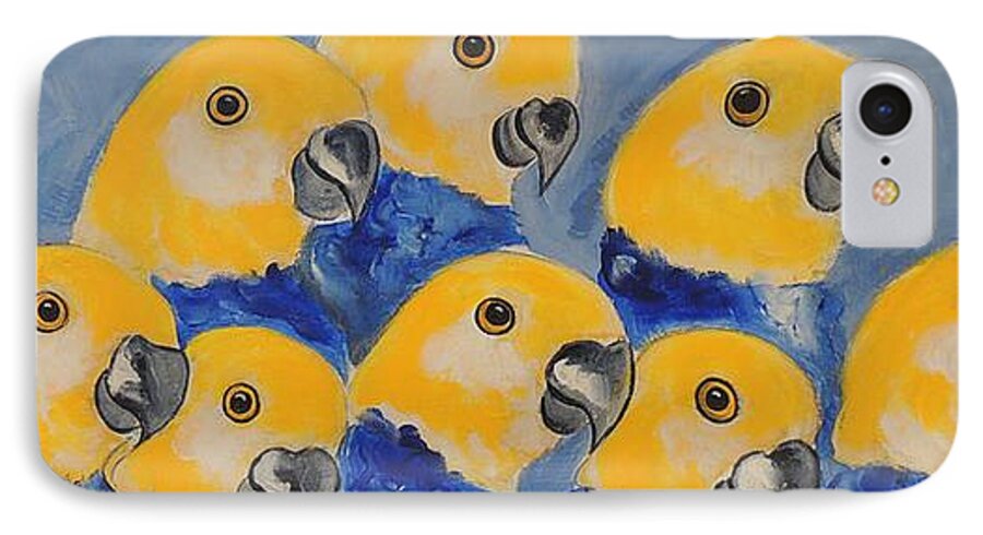 Birds iPhone 7 Case featuring the painting Pale Head Parrots by Lyn Olsen