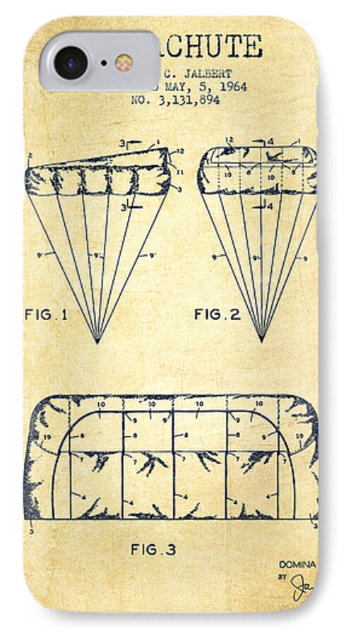 Parachute iPhone 7 Case featuring the digital art Parachute Design patent from 1964 - Vintage by Aged Pixel