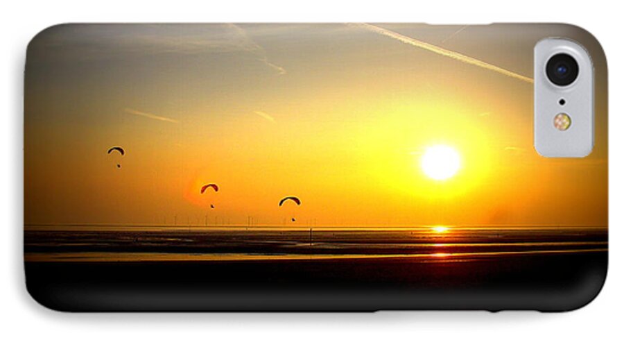 Paraglider iPhone 7 Case featuring the photograph Paragliders at Sunset by Steve Kearns