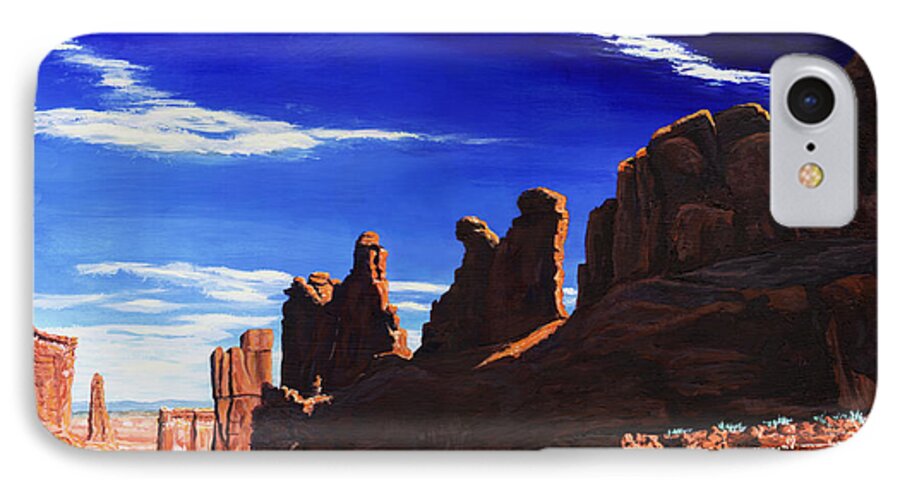 Landscape iPhone 7 Case featuring the painting Park Avenue at Arches by Timithy L Gordon