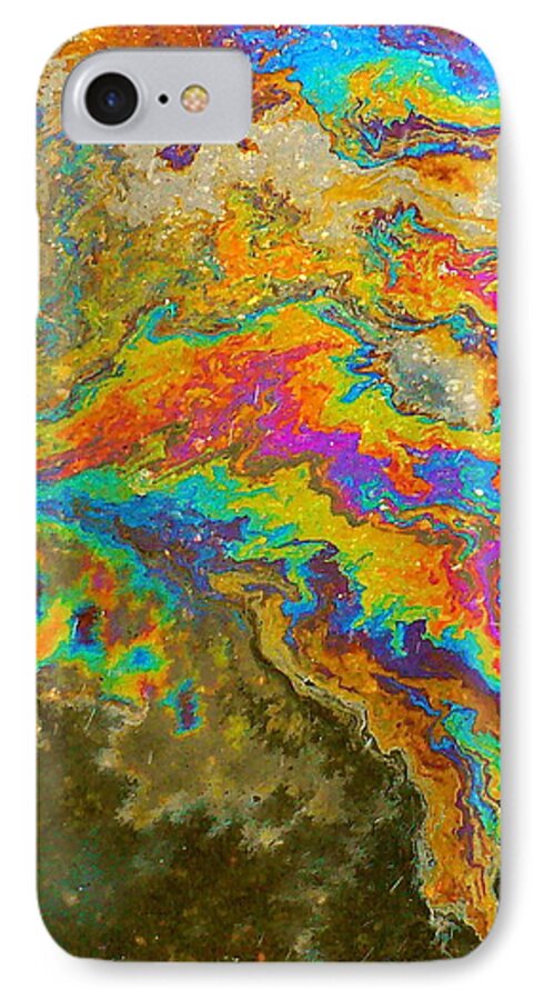 Oil iPhone 7 Case featuring the photograph Parking Lot Tie-Dye by Jean Wright