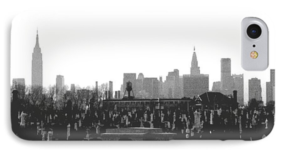 Cemetery New York City Manhattan Gloomy Wall Art Decorative  iPhone 7 Case featuring the photograph Past Present Future by Steven Huszar