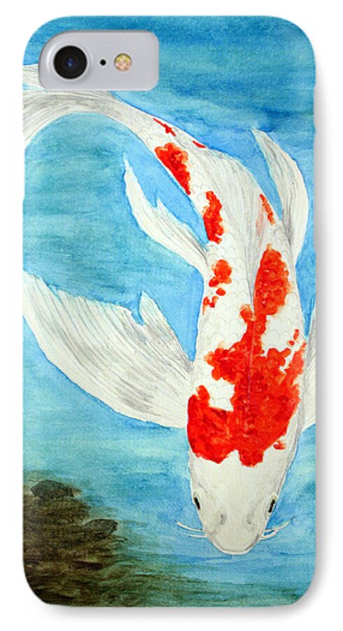 Koi iPhone 7 Case featuring the painting Paul's Koi by Marna Edwards Flavell