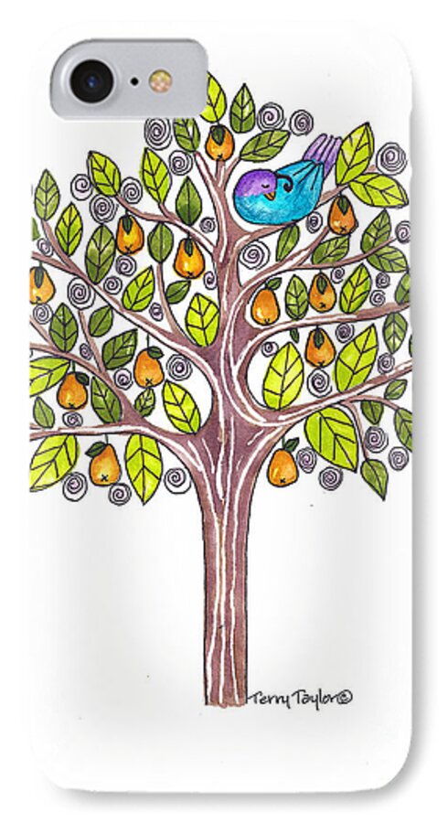 Christmas iPhone 7 Case featuring the painting Pear Tree by Terry Taylor