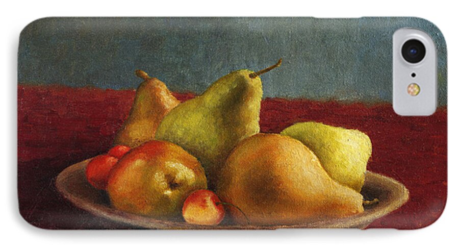 Pears iPhone 7 Case featuring the painting Pears and Cherries by Natalia Astankina