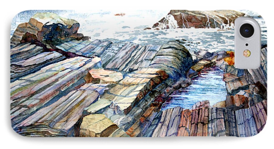 Maine iPhone 7 Case featuring the painting Pemaquid Rocks by Roger Rockefeller