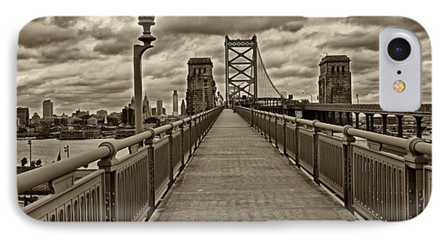 Philadelphia iPhone 7 Case featuring the photograph Philadelphia from Ben Franklin Bridge 1 by Jack Paolini