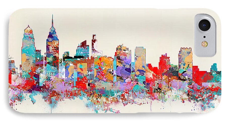 Philadelphia Skyline iPhone 7 Case featuring the painting Philadelphia Skyline by Bri Buckley