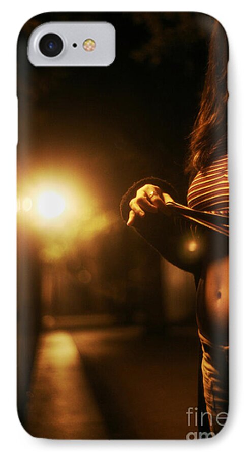 Digital iPhone 7 Case featuring the photograph Photo of sexy young lady with no face pulling up t shirt in street by Edward Olive