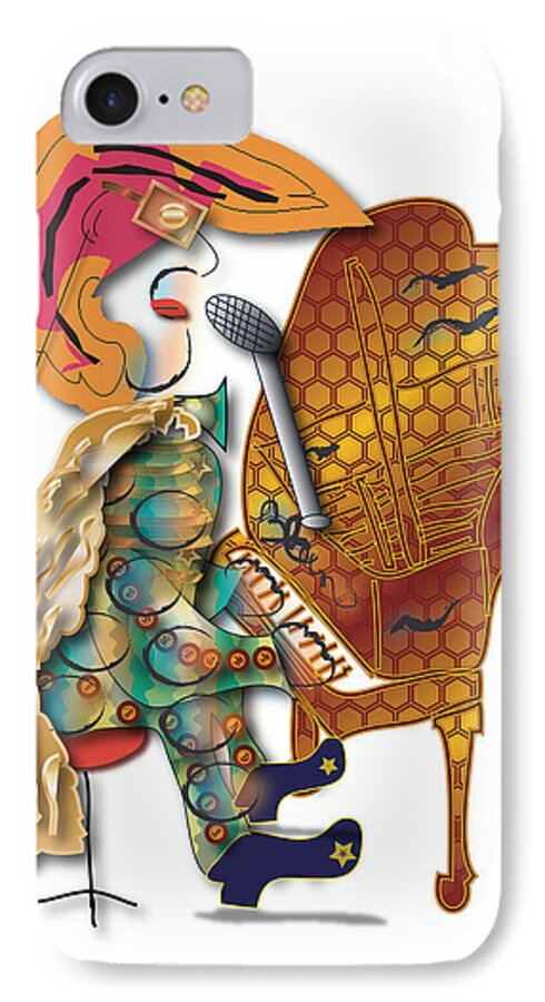Piano Player iPhone 7 Case featuring the digital art Piano Man by Marvin Blaine