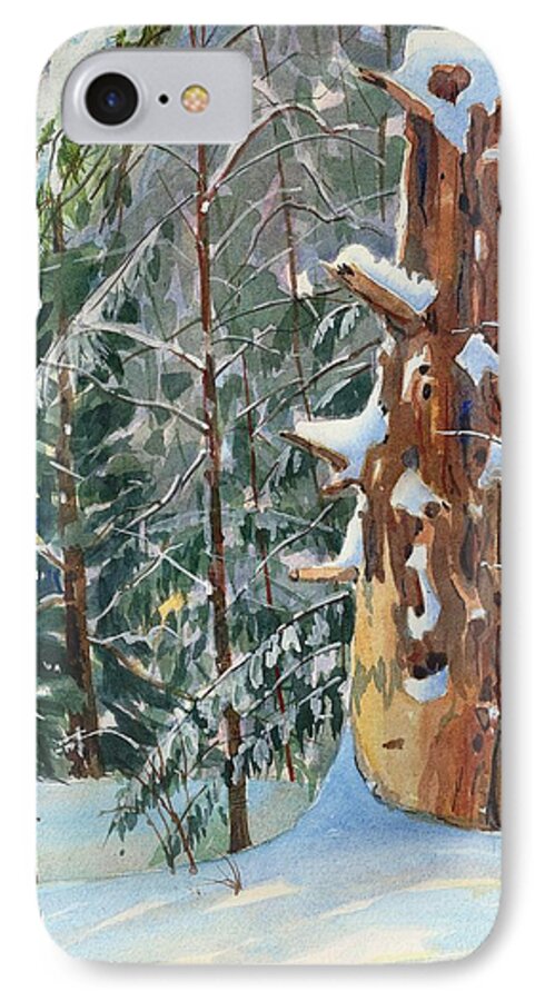 Pine Stump iPhone 7 Case featuring the painting Pine Sentinel by David Gilmore