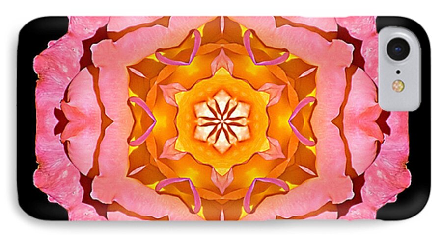 Flower iPhone 7 Case featuring the photograph Pink and Orange Rose I Flower Mandala by David J Bookbinder