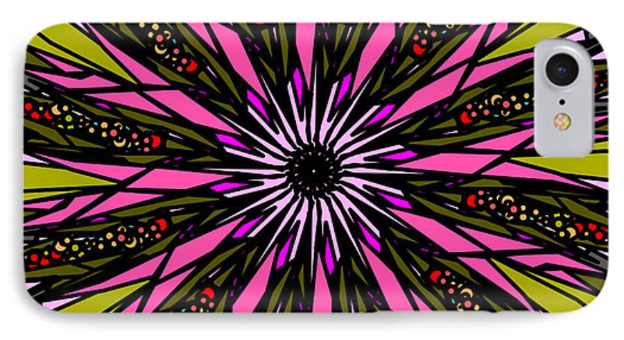 Pink Explosion iPhone 7 Case featuring the digital art Pink Explosion by Elizabeth McTaggart