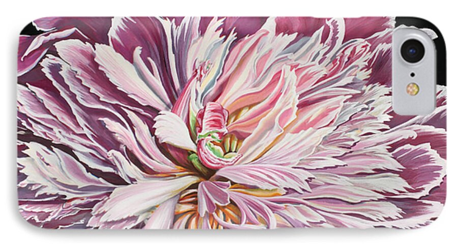 Flower iPhone 7 Case featuring the painting Pink Peony by Jane Girardot
