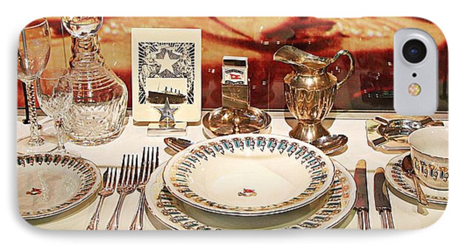 Place Setting iPhone 7 Case featuring the digital art Place Setting found in the wreckage of the Titanic by Carrie OBrien Sibley