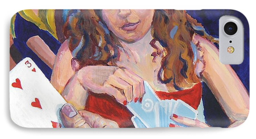 Woman iPhone 7 Case featuring the painting Playing Cards by Mike Jory