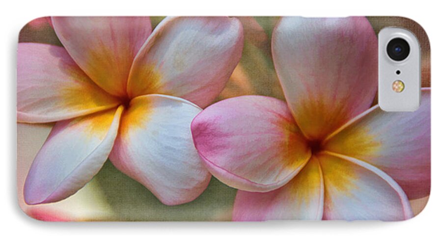 Flower iPhone 7 Case featuring the photograph Plumeria Pair by Peggy Hughes