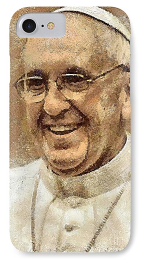 Pope iPhone 7 Case featuring the painting Pope Francis by Dragica Micki Fortuna