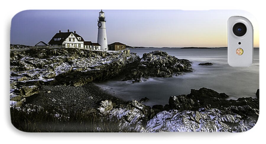 Portland iPhone 7 Case featuring the photograph Portland Head Lighthouse at Dawn by Betty Denise