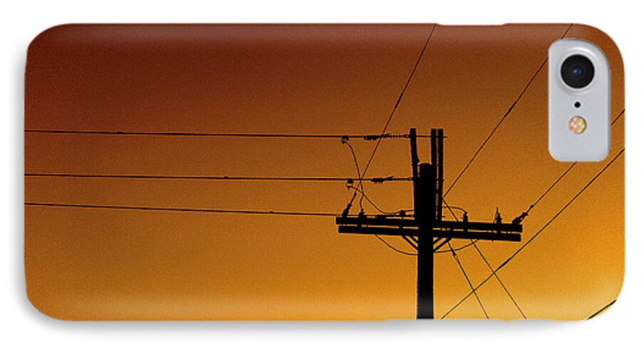 Power Lines iPhone 7 Case featuring the photograph Power Line Sunset by Don Spenner