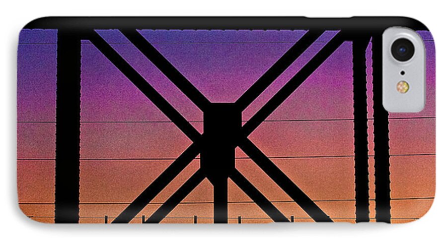 Art iPhone 7 Case featuring the photograph Powerlines and Girders at Sunset by Robert FERD Frank