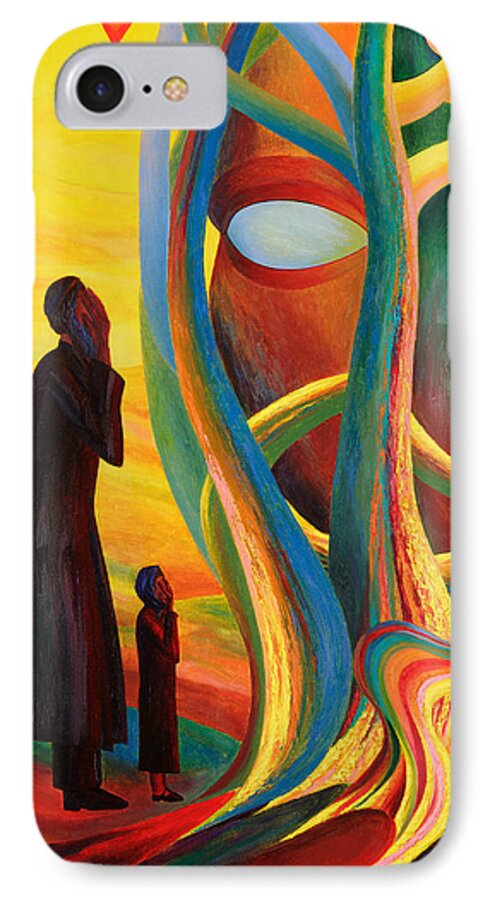 Prayers At The Tree Of Life iPhone 7 Case featuring the painting Prayers at the Tree of Life by Israel Tsvaygenbaum
