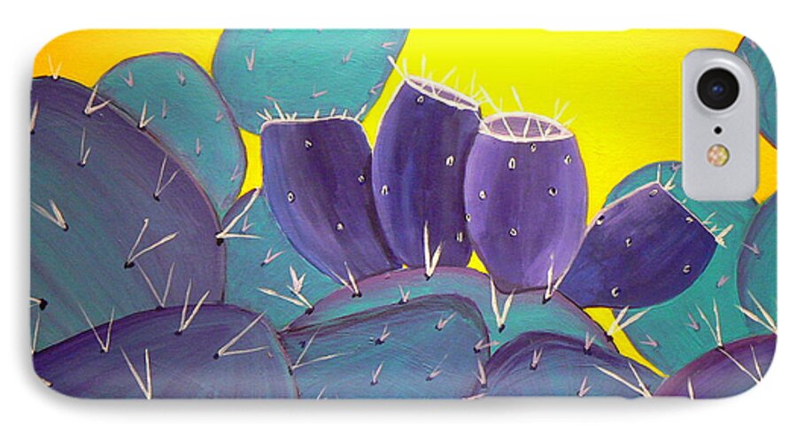 Southwestern iPhone 7 Case featuring the painting Prickly Pear with Fruit by Karyn Robinson
