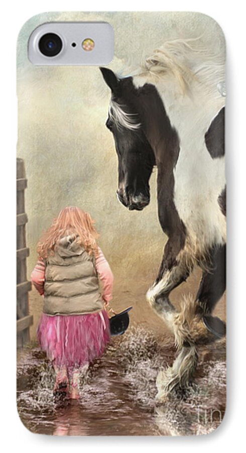 Gypsy Cob iPhone 7 Case featuring the digital art Princess Puddles and Sir Stamp Alot by Trudi Simmonds