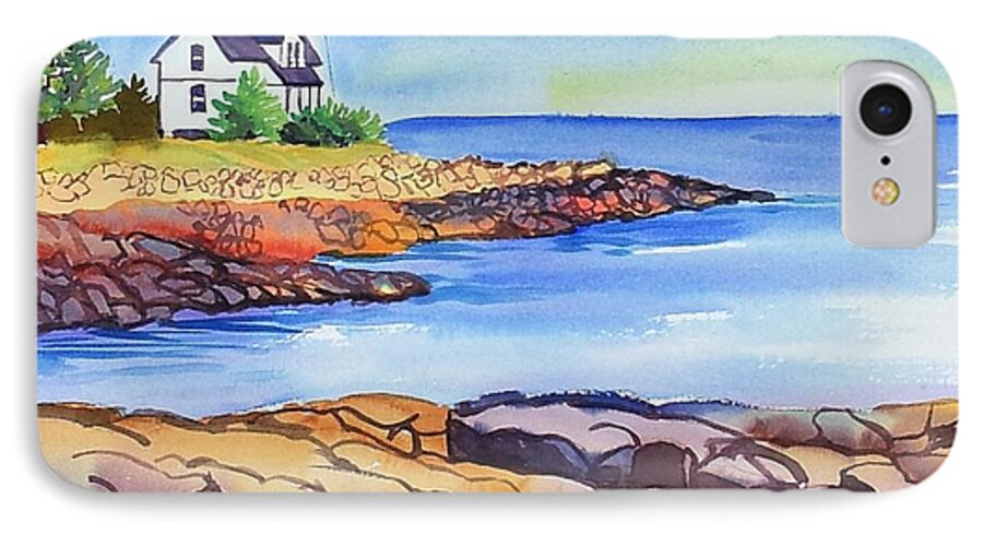 Harbor iPhone 7 Case featuring the painting Prospect Harbor Lighthouse ME by Yolanda Koh