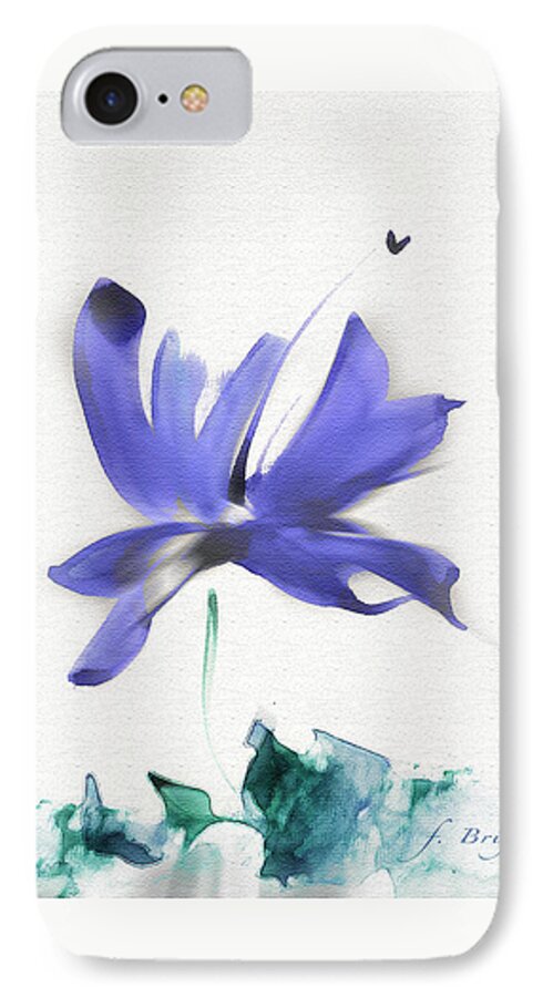 Flower iPhone 7 Case featuring the mixed media Purple Iris in the Greenery by Frank Bright