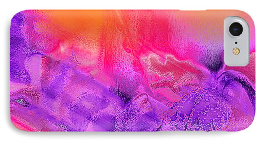 Ebsq iPhone 7 Case featuring the digital art Purple Orange Pink Abstract by Dee Flouton