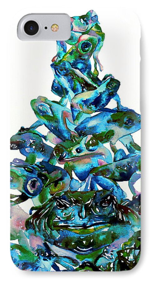 Pyramid iPhone 7 Case featuring the painting PYRAMID of FROGS and TOADS by Fabrizio Cassetta