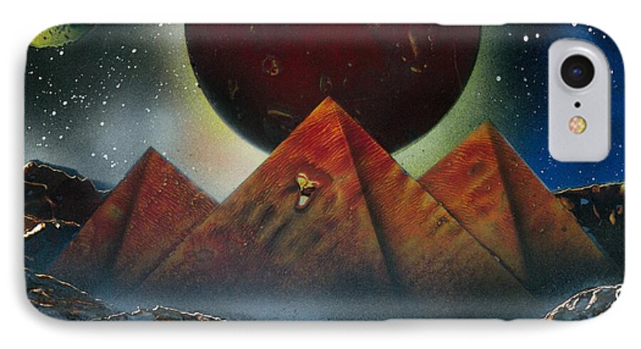 Space Art iPhone 7 Case featuring the painting Pyramids 4663 by Greg Moores