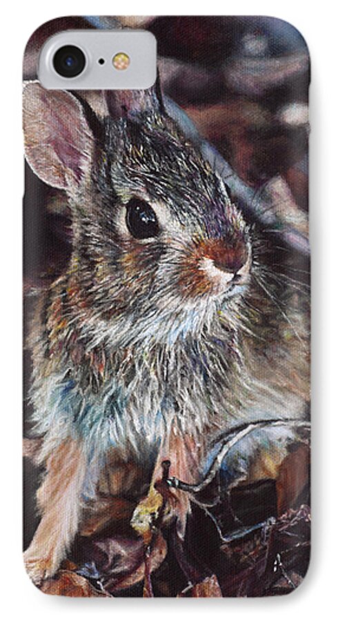 Rabbit iPhone 7 Case featuring the painting Rabbit in the Woods by Joshua Martin
