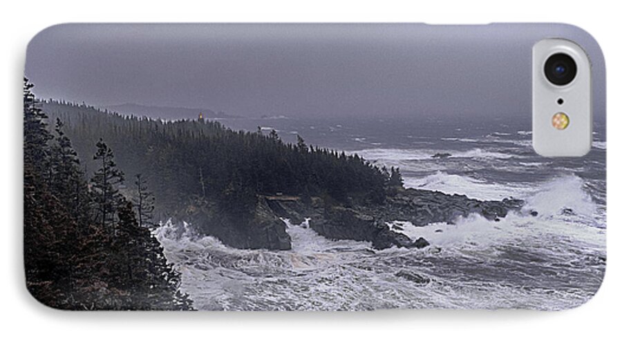 Lighthouses Photographs iPhone 7 Case featuring the photograph Raging Fury at Quoddy by Marty Saccone