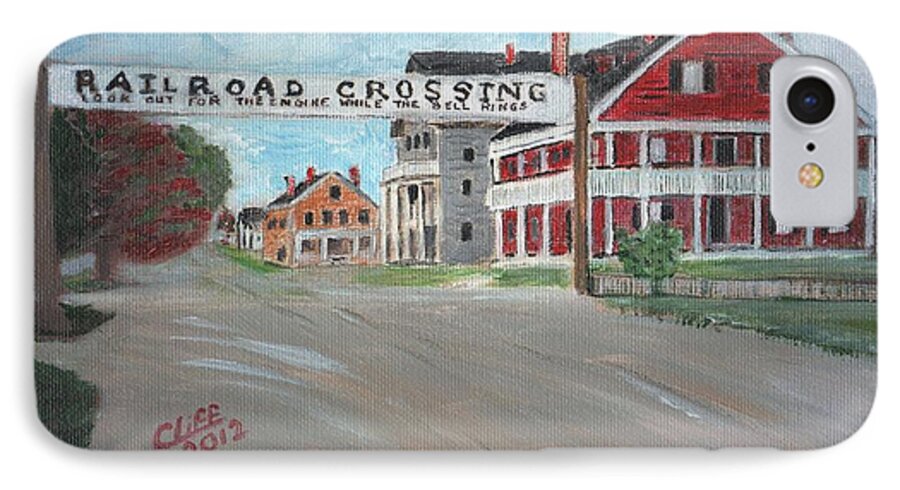 Architecture iPhone 7 Case featuring the painting Railroad Crossing by Cliff Wilson