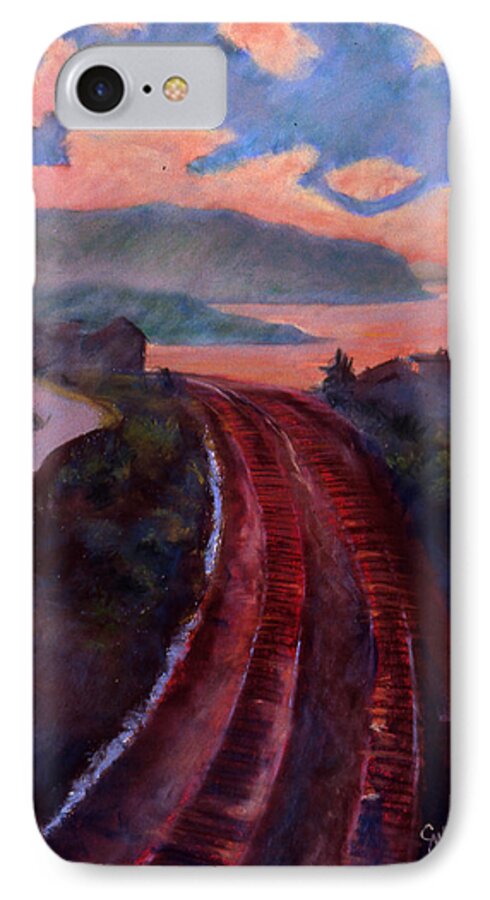 Railroad iPhone 7 Case featuring the pastel Railroad by Susan Will