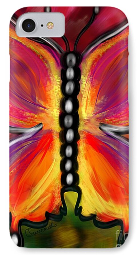 Butterfly iPhone 7 Case featuring the digital art Rainbow Butterfly by Christine Fournier