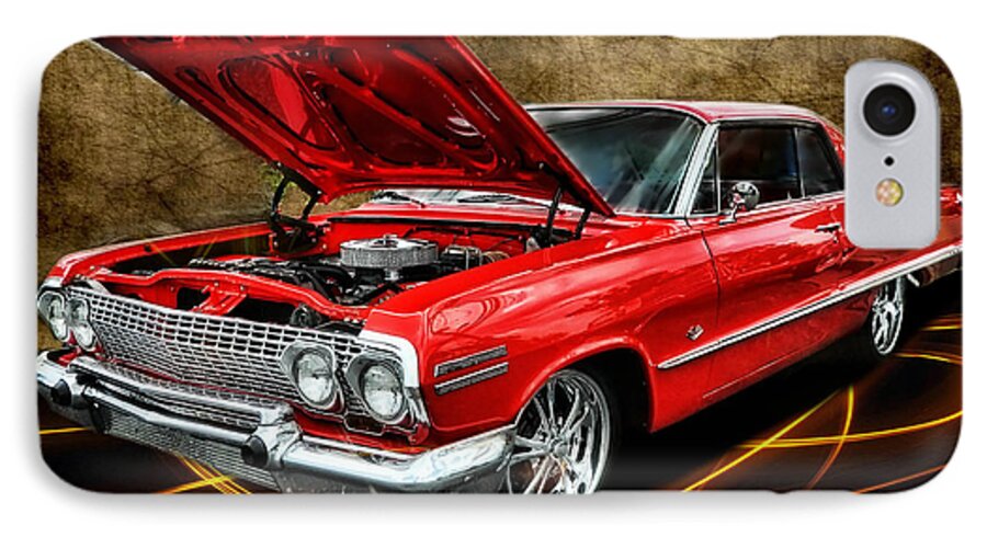 Victor Montgomery iPhone 7 Case featuring the photograph Red '63 Impala by Vic Montgomery