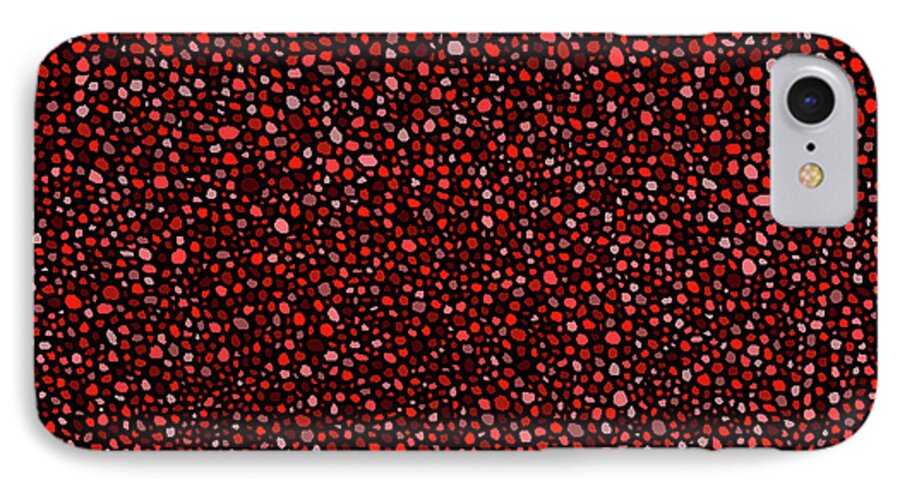 Red iPhone 7 Case featuring the digital art Red and Black Circles by Janice Dunbar