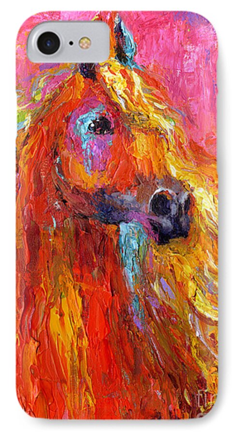 Arabian Horse Painting iPhone 7 Case featuring the painting Red Arabian Horse Impressionistic painting by Svetlana Novikova