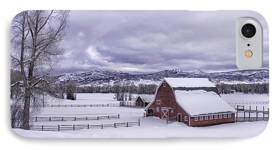 Colorado iPhone 7 Case featuring the photograph Red Barn at Lamb Ranch by Kristal Kraft