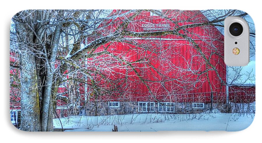 Hdr iPhone 7 Case featuring the photograph Red Barn in Winter by Terri Gostola