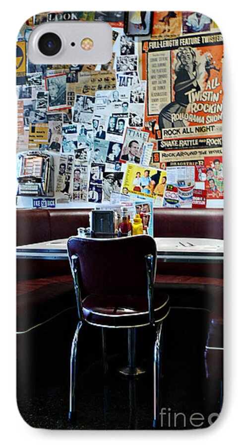 Red Booth Awaits In The Diner iPhone 7 Case featuring the photograph Red Booth awaits in the Diner by Nina Prommer