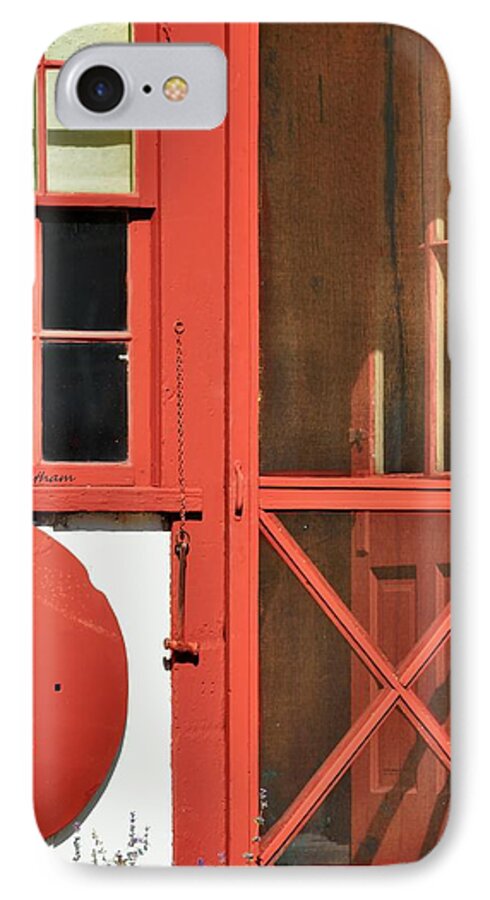 Window iPhone 7 Case featuring the photograph Red Framed Window and Door by Kae Cheatham