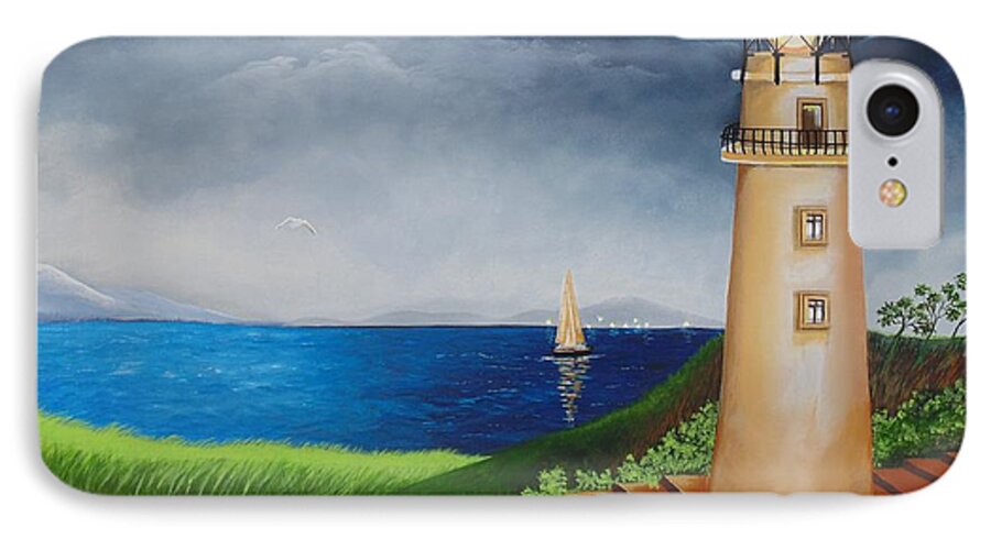 Light House iPhone 7 Case featuring the painting Resilient by Nereida Rodriguez