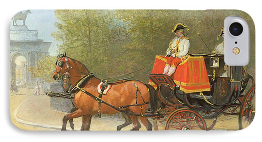 Horse iPhone 7 Case featuring the painting Returning from Her Majestys Drawing Room by Alfred Corbould