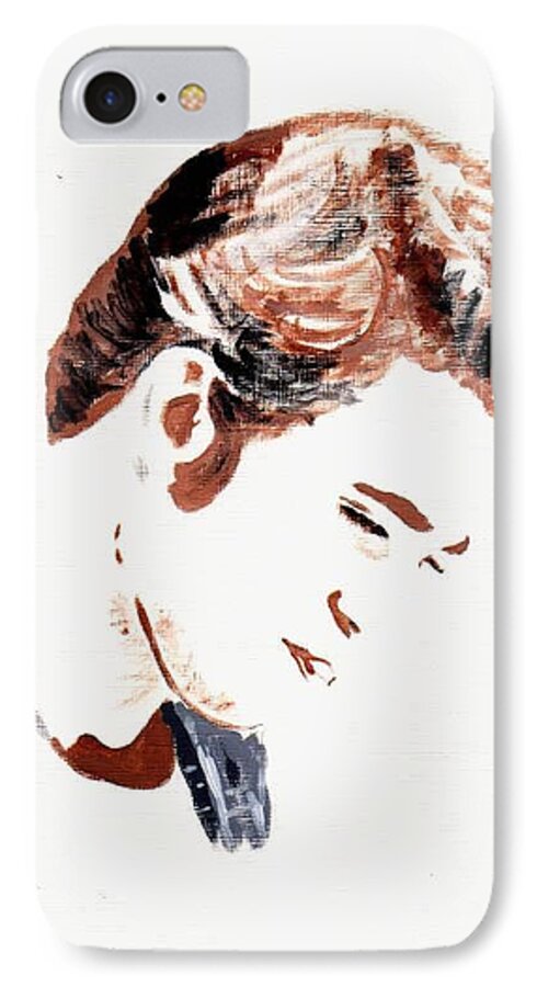 Robert Pattinson Famous Faces Filmstar Actor Movies Paintings Acrylic iPhone 7 Case featuring the painting Robert Pattinson 146 by Audrey Pollitt